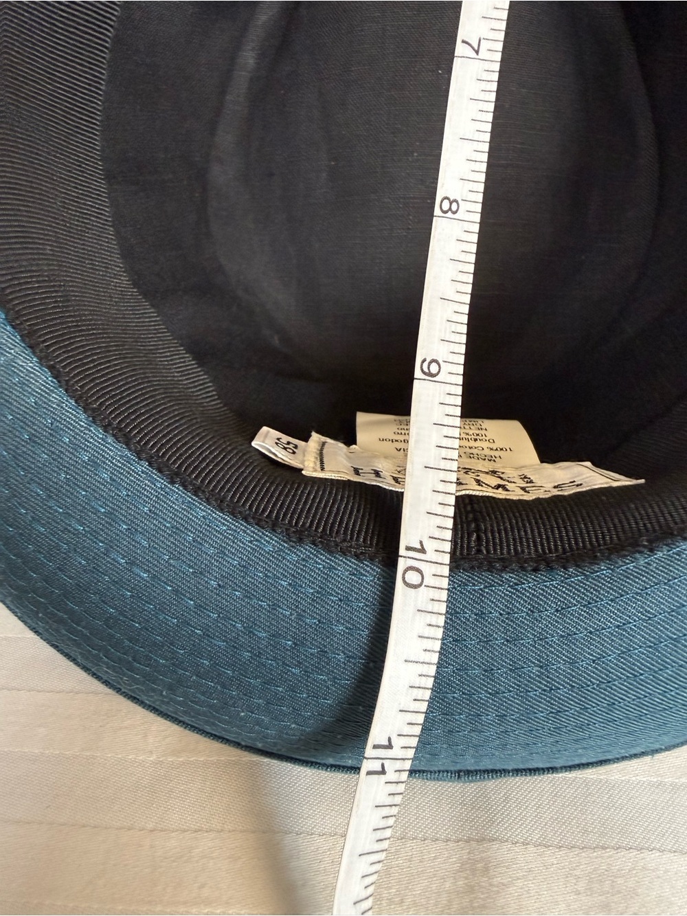 HERMES ‘Edouard’ Cotton Canvas Fedora Hat Made In France Deep Peacock Blue 58cm - Picture 15 of 15